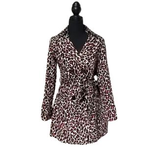 XXI ANIMAL / LEOPARD PRINT DOUBLE BREASTED TRENCH COAT  ( S/P )